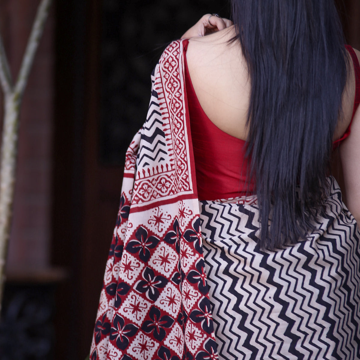 Beige Bagru Handblock Printed Cotton Tunic Dress for Women