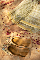 White Green Blockprint Embroidered Saree / gray and green store