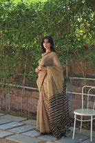 blockprint kota doria saree with tassels