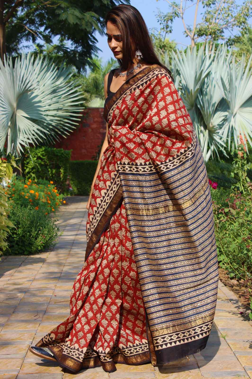 chanderi saree embroidery saree blockprint saree naturally dyed saree