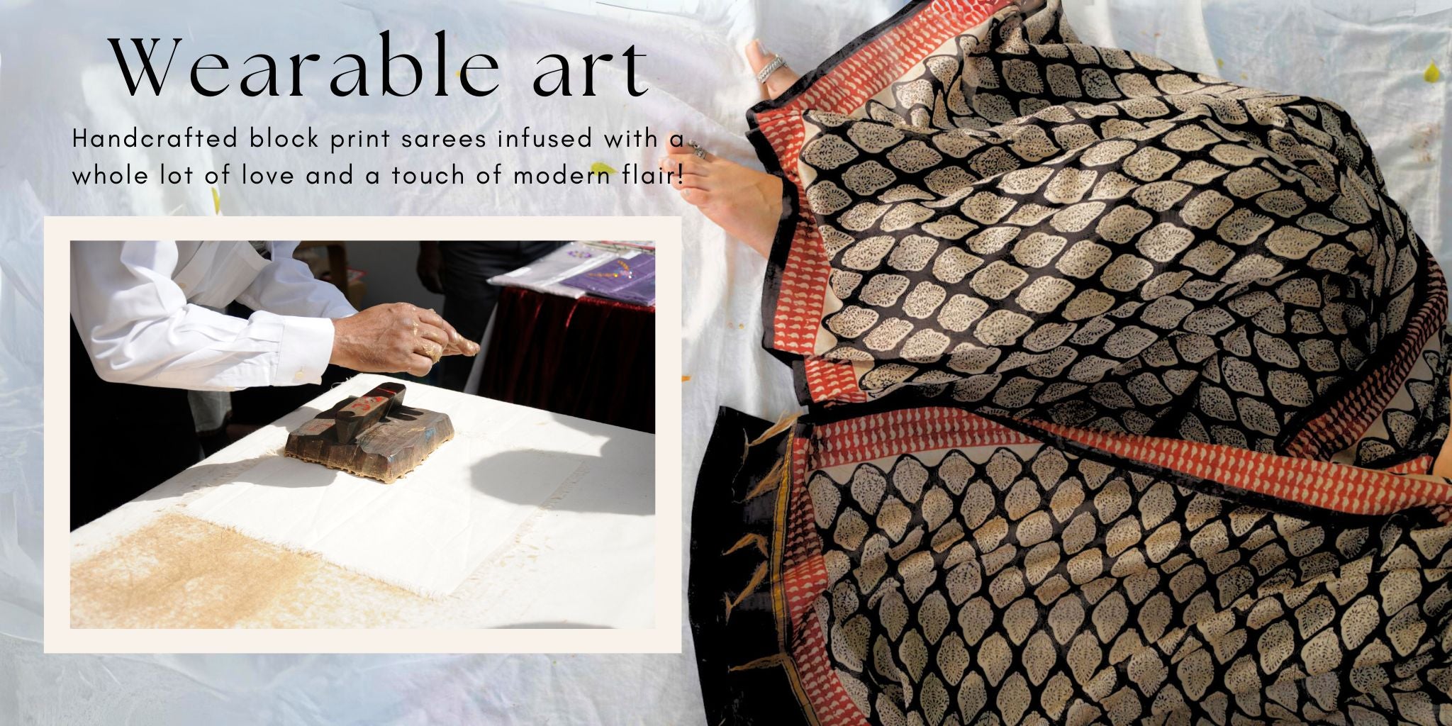 elegant fashionable block print saree