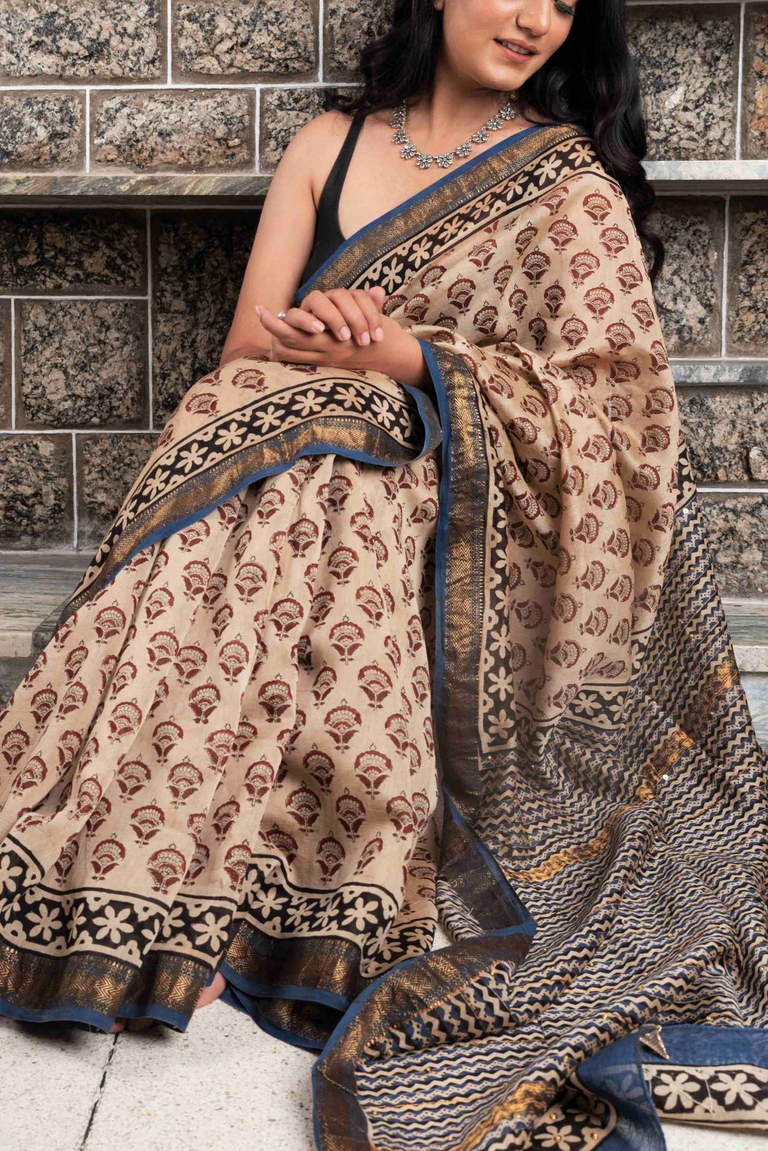 chanderi saree maheshwari saree blockprint saree beautiful saree biege saree