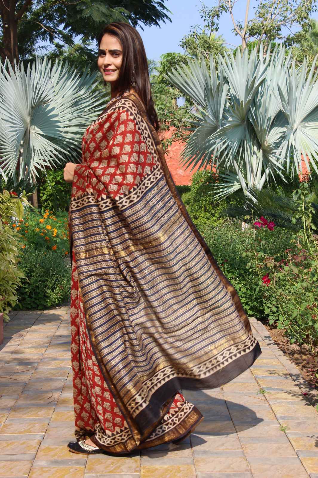 chanderi saree embroidery saree blockprint saree naturally dyed saree 