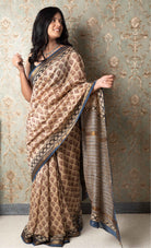 chanderi saree maheshwari saree blockprint saree beautiful saree biege saree