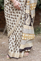 Beige Blockprint Sari